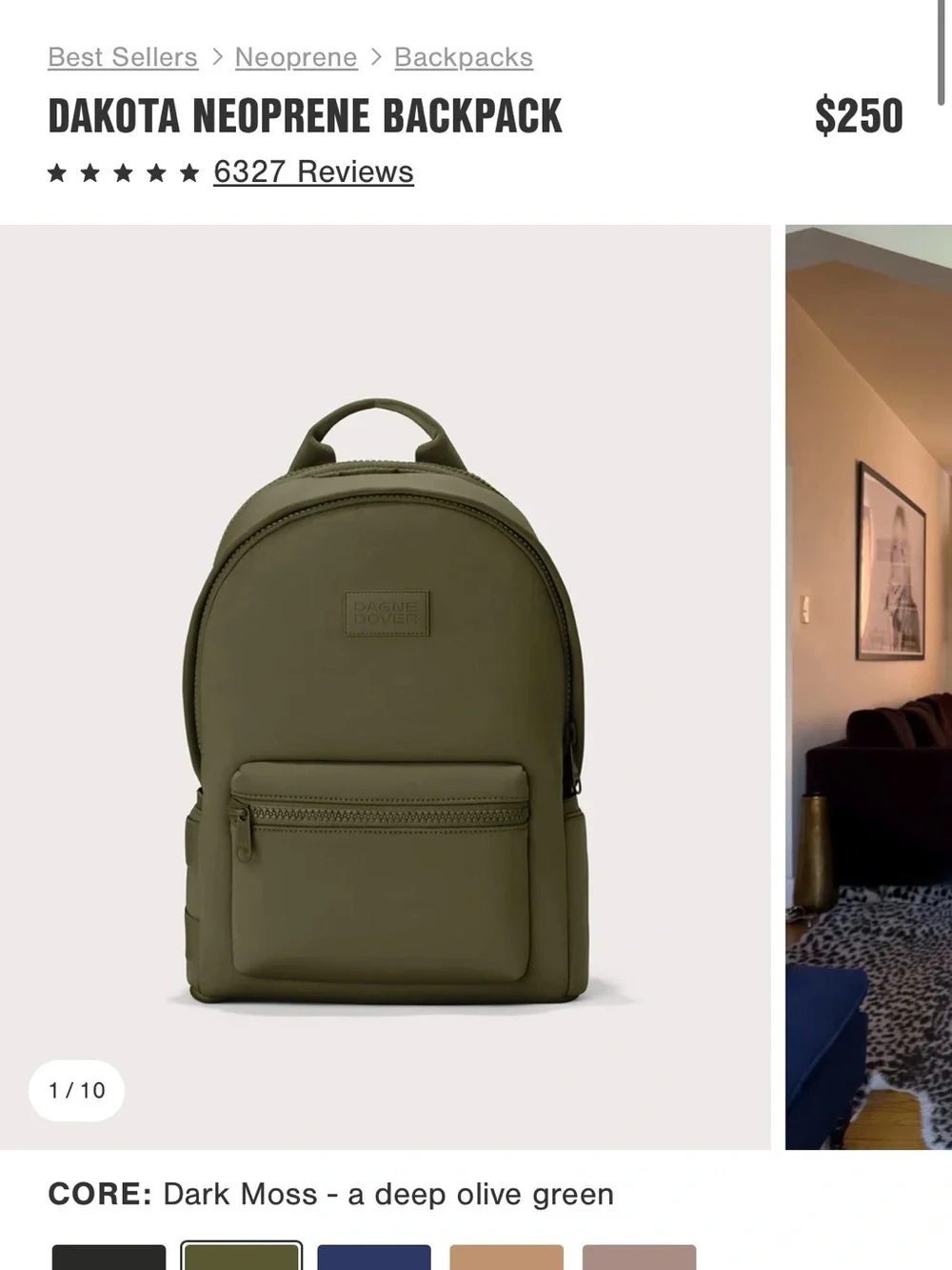 Dagne Dover Large Backpack in Olive Green